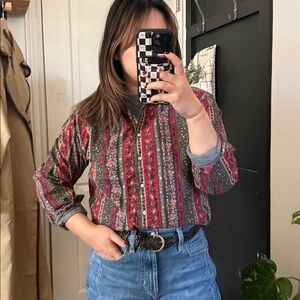 VINTAGE 90s LL BEAN Cotton Southwester Floral Buttoned Front. M